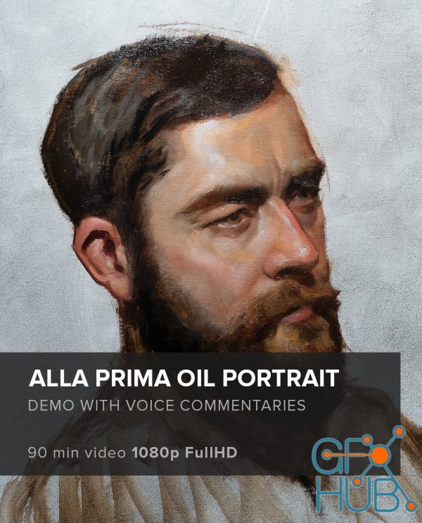 Alla prima oil portrait from photo reference