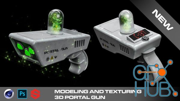 Modeling and Texturing 3D Portal Gun (Cinema4d)