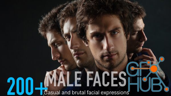 200+ Male faces. Casual and brutal facial expressions