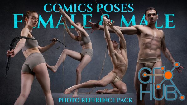 Comics Poses- Female & Male Photo Reference Pack-620 JPEGs