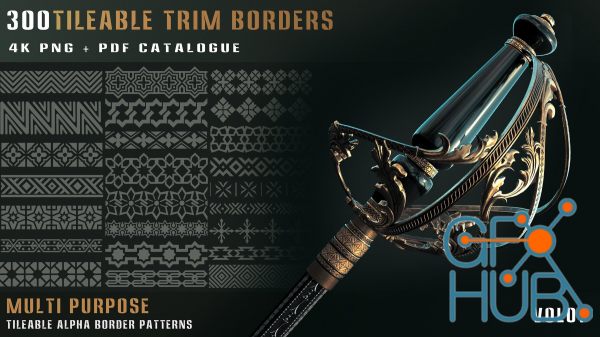 300 tileable trim border patterns-vol01