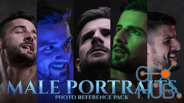 Male Portraits Photo Reference Pack for Artists 895 JPEGs