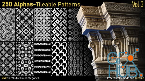 ArtStation – 250 Alphas-Tileable Patterns-Vol3