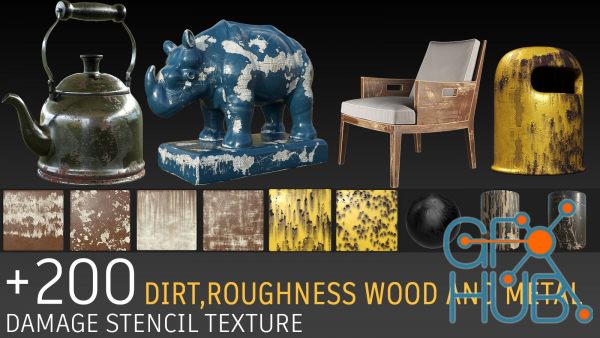 ArtStation – +200 stencils: dirt and damage, roughness, metal, wood