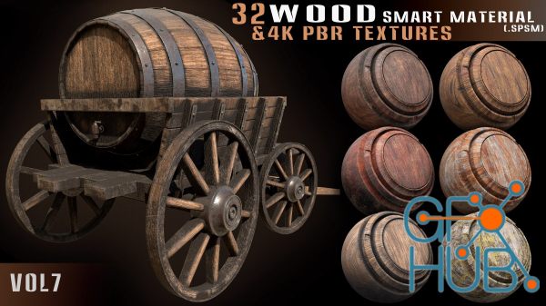ArtStation – 32 wood smart material + 4k PBR textures – Vol 7