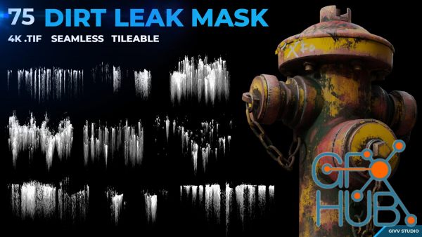 ArtStation – 75 Dirt Leak Effect Mask (4K .TIF Seamless/ Tileable)