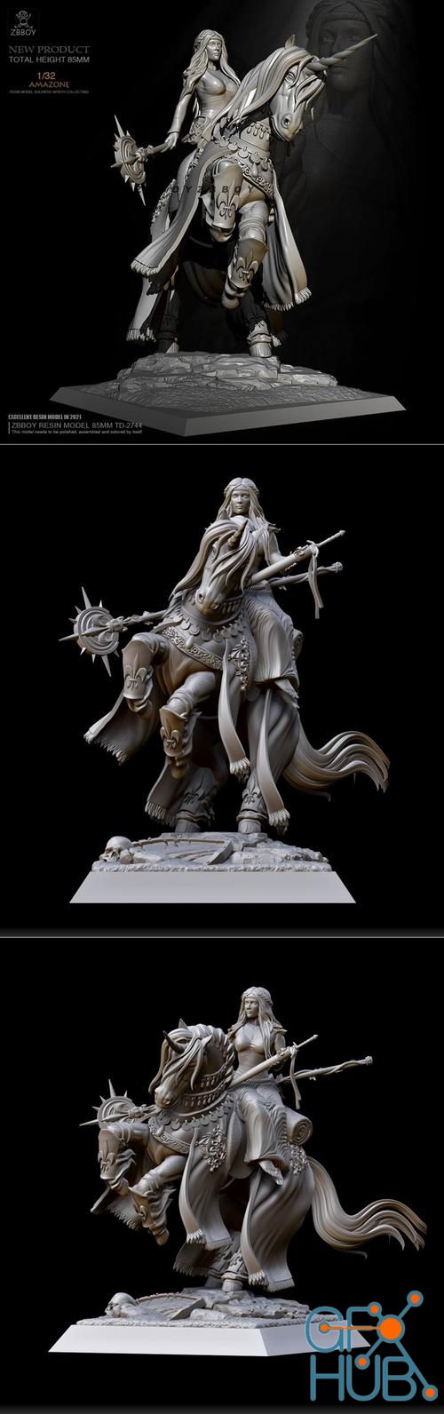 Damsel on Unicorn – 3D Print