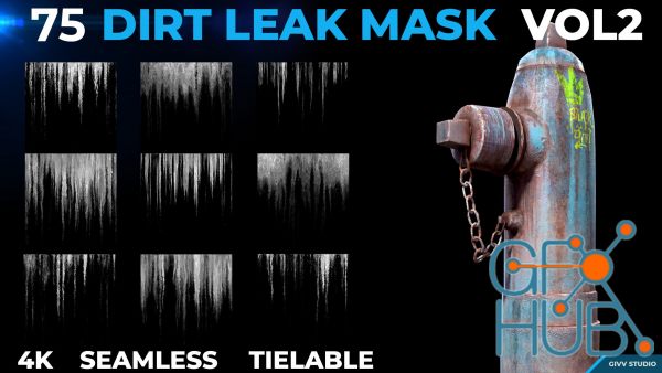 ArtStation – 75 Dirt Leak Effect Mask- Vol 2 (4K Seamless Tileable)