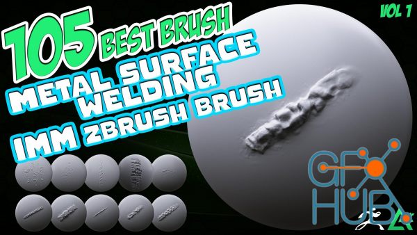 ArtStation – 105 Zbrush Brush Mega Pack – Metal , Welding , Scratches , Damage IMM Brush