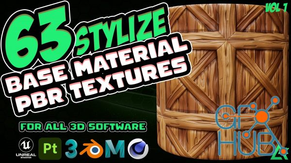 ArtStation – 63 Stylized Base Material +PBR Texture / Substance 3D painter and all 3d software