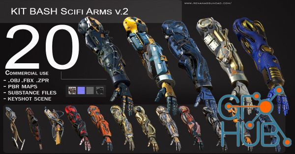 ArtStation – 20 Scifi Arms GameReady v.2 + PBR Maps + Render Scene