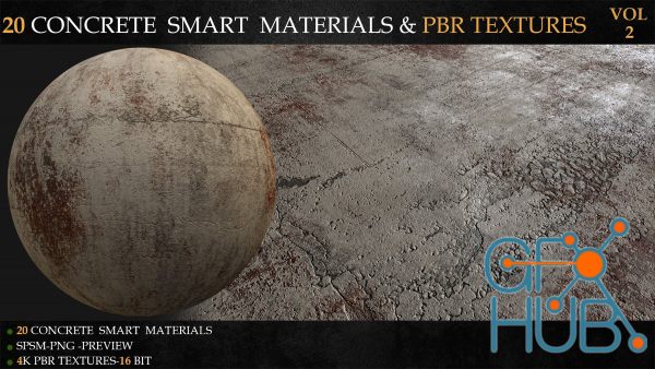 ArtStation – 20 CONCRETE SMART MATERIALS & PBR TEXTURES-VOL 2