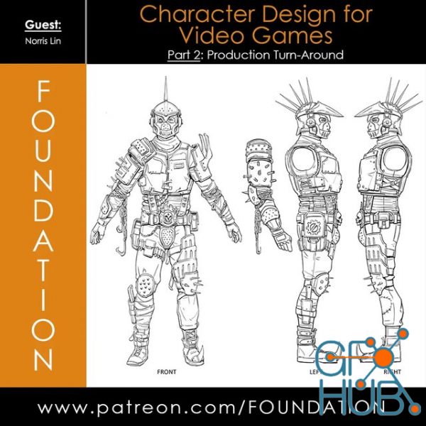 Gumroad – Foundation Patreon – Character Design for Video Games: Part 2 Production Turn Around – with Norris Lin