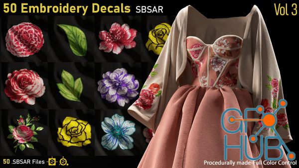 ArtStation – 50-Embroidery Decals-SBSAR-Vol3