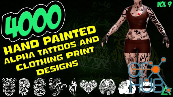 ArtStation – 4000 Hand Painted Alpha Tattoos and Clothing Print Designs (MEGA Pack) – Vol 9