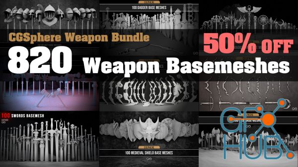 ArtStation – 820 Weapon Basemeshes ( CGSphere Weapon Bundle )