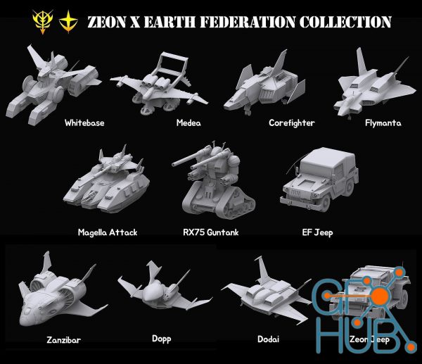 CGtrader – Gundam Zeon X Earth Federation 3D-Models Bundle
