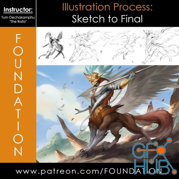 Gumroad – Foundation Patreon – Illustration Process – Sketch to Final with The Rafa