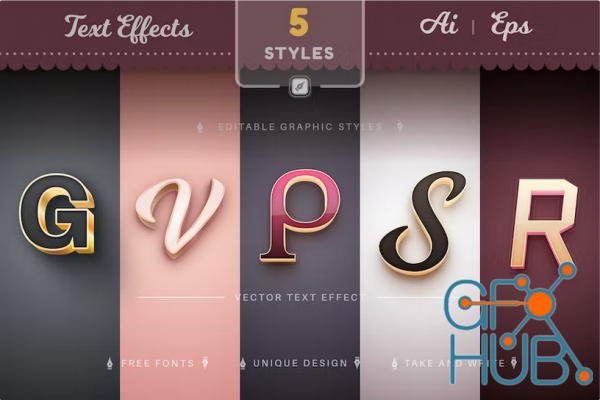 Envato – Set 5 Gold Editable Text Effects, Font Styles
