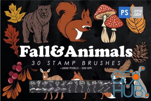 Envato – 30 Autumn & Animals Photoshop Stamp Brushes