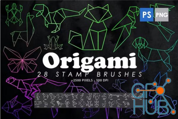 Envato – 28 Origami Animals Photoshop Stamp Brushes