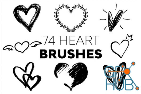 74 Heart Brushes